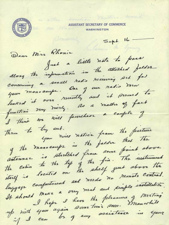 Clarence Young, Undated Letter (Source: Roberts)